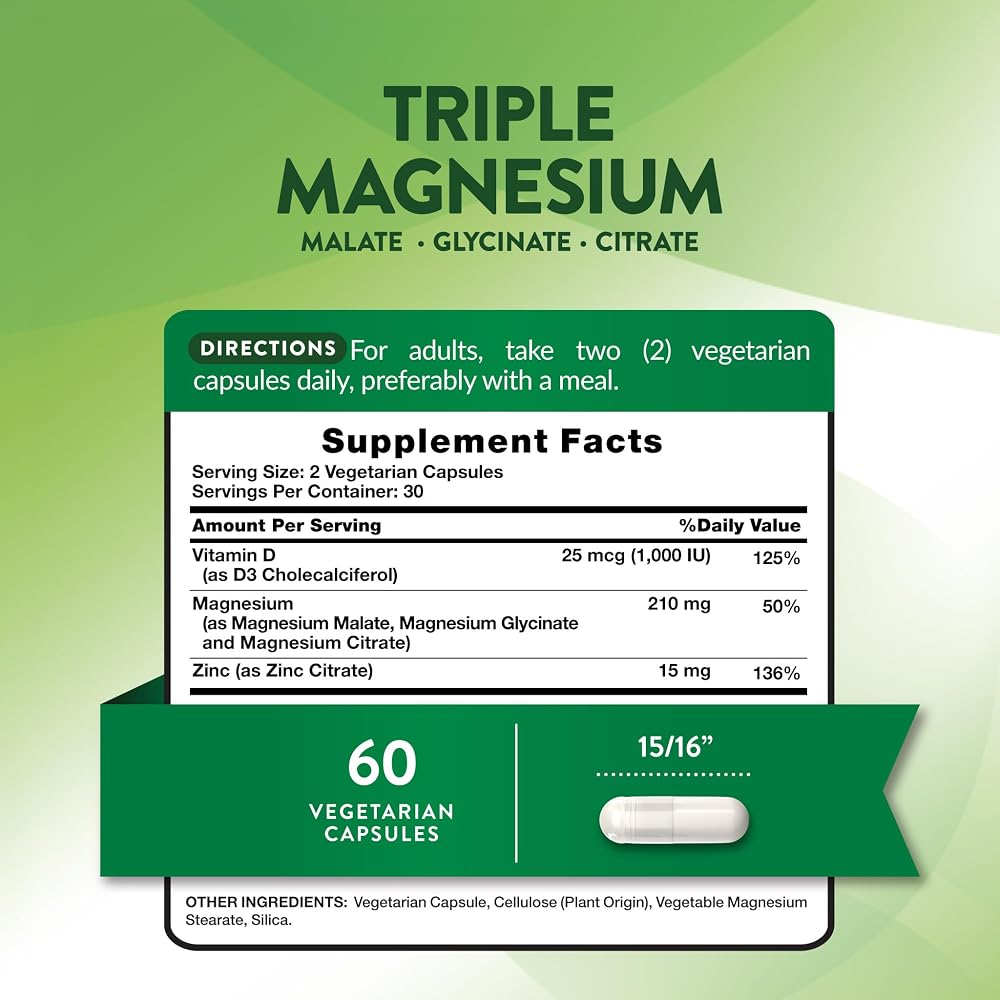 Nature's Truth Triple Magnesium Complex - 60 Vegetarian Capsules - image 2