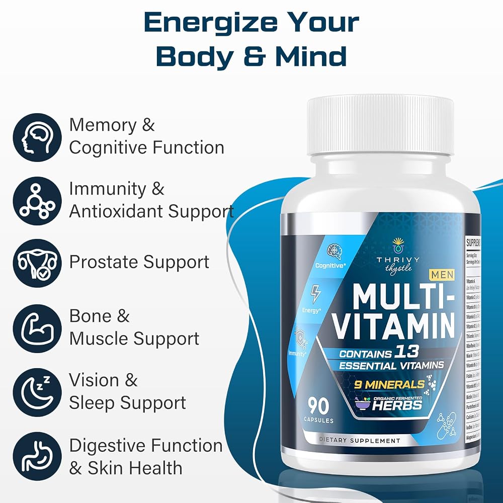 ThrivyThystle Multivitamin for Men 50+ with Methylated B12 & Folate