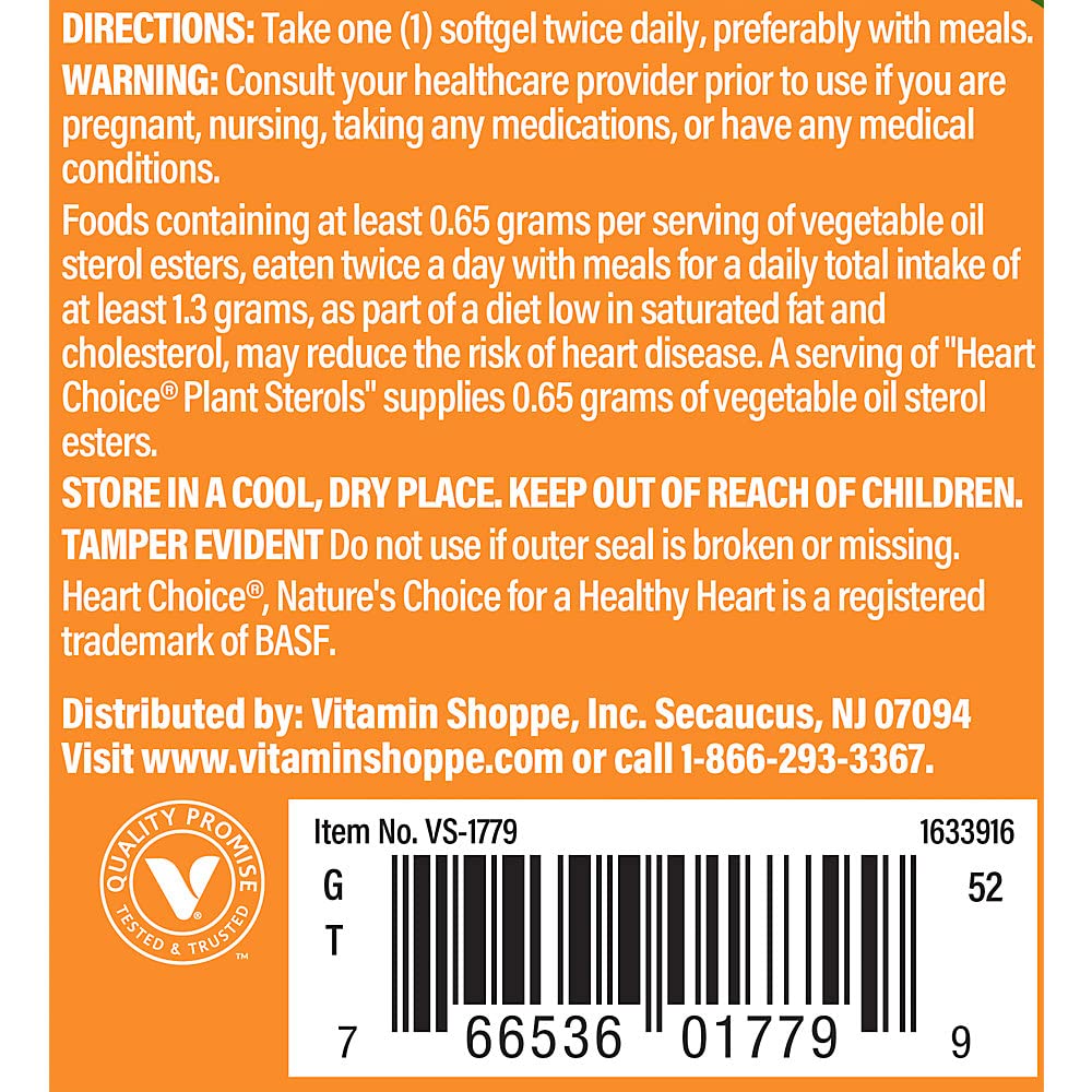 The Vitamin Shoppe Heart Choice Plant Sterols - 60 Softgels - image 3
