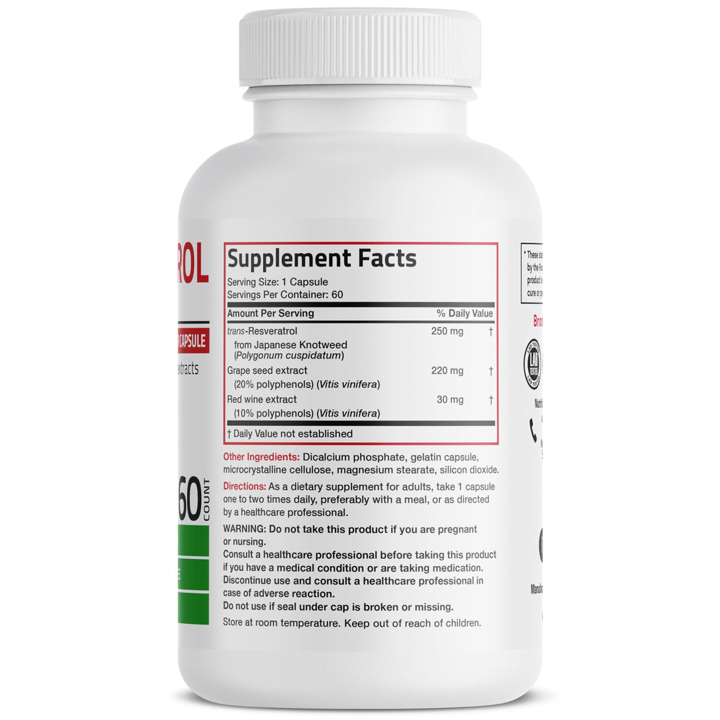 Bronson Resveratrol 500 Complex Red Wine Extract Natural Antioxidant