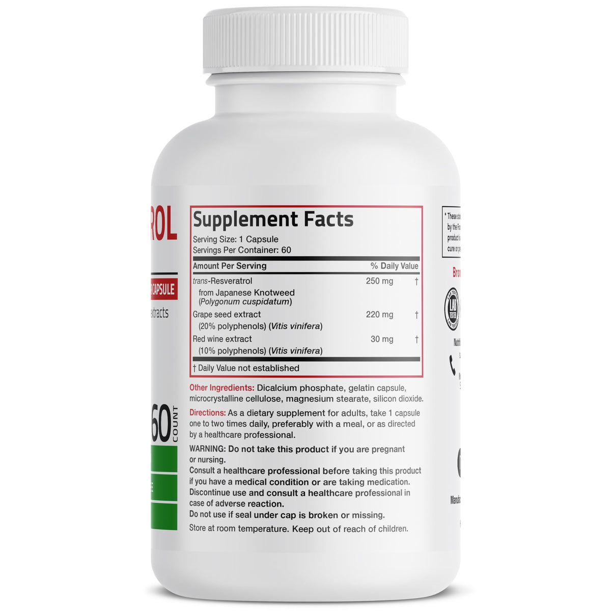 Bronson Resveratrol 500 Complex Red Wine Extract Natural Antioxidant