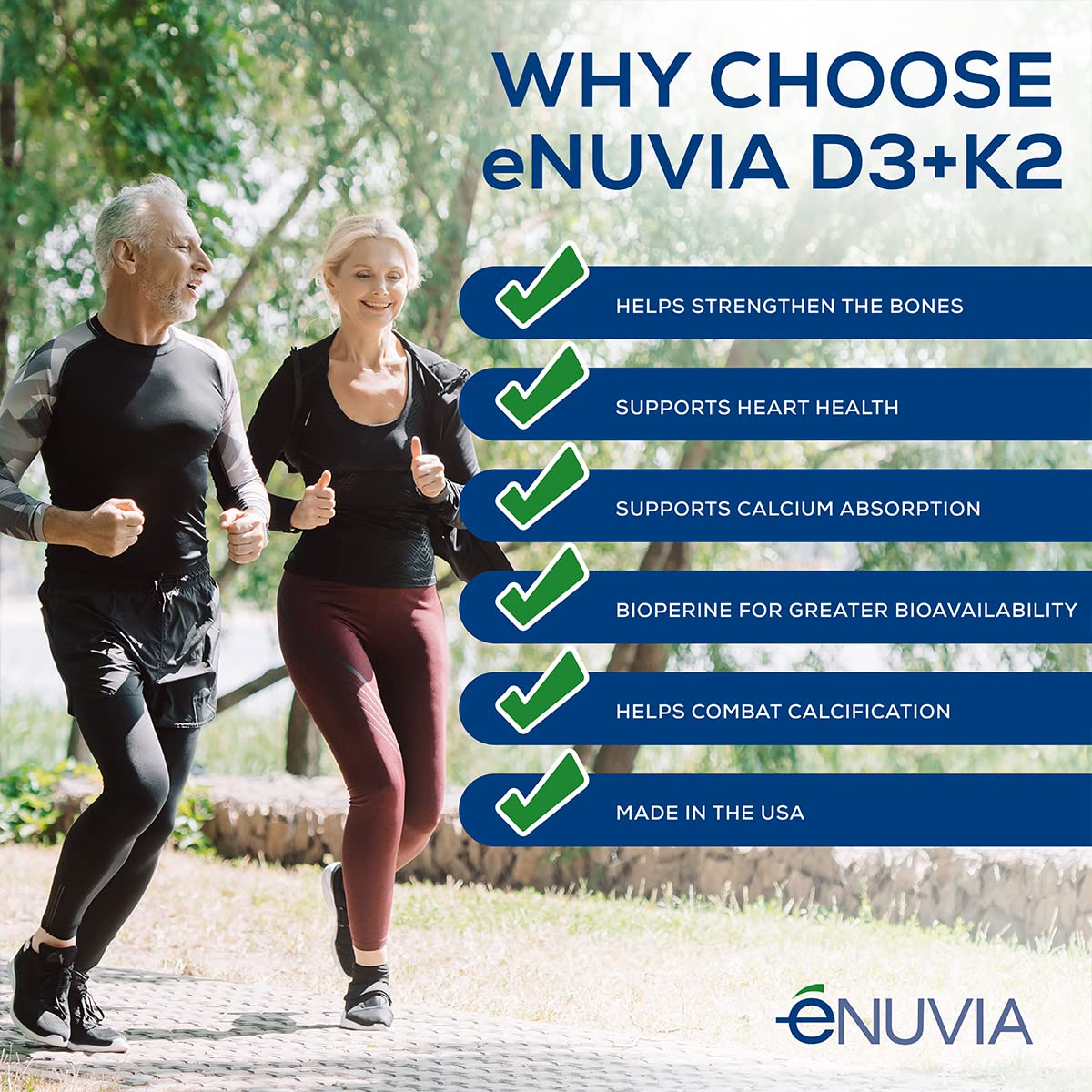 Enuvia D3+K2 Vitamin D3 K2 Supplement for Bone Health - 60 Vegetarian Capsules - image 3