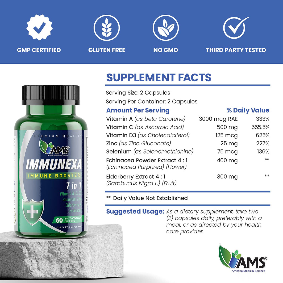 America Medic & Science Immunexa 7 in 1 Immune Support - 60 Capsules - image 5
