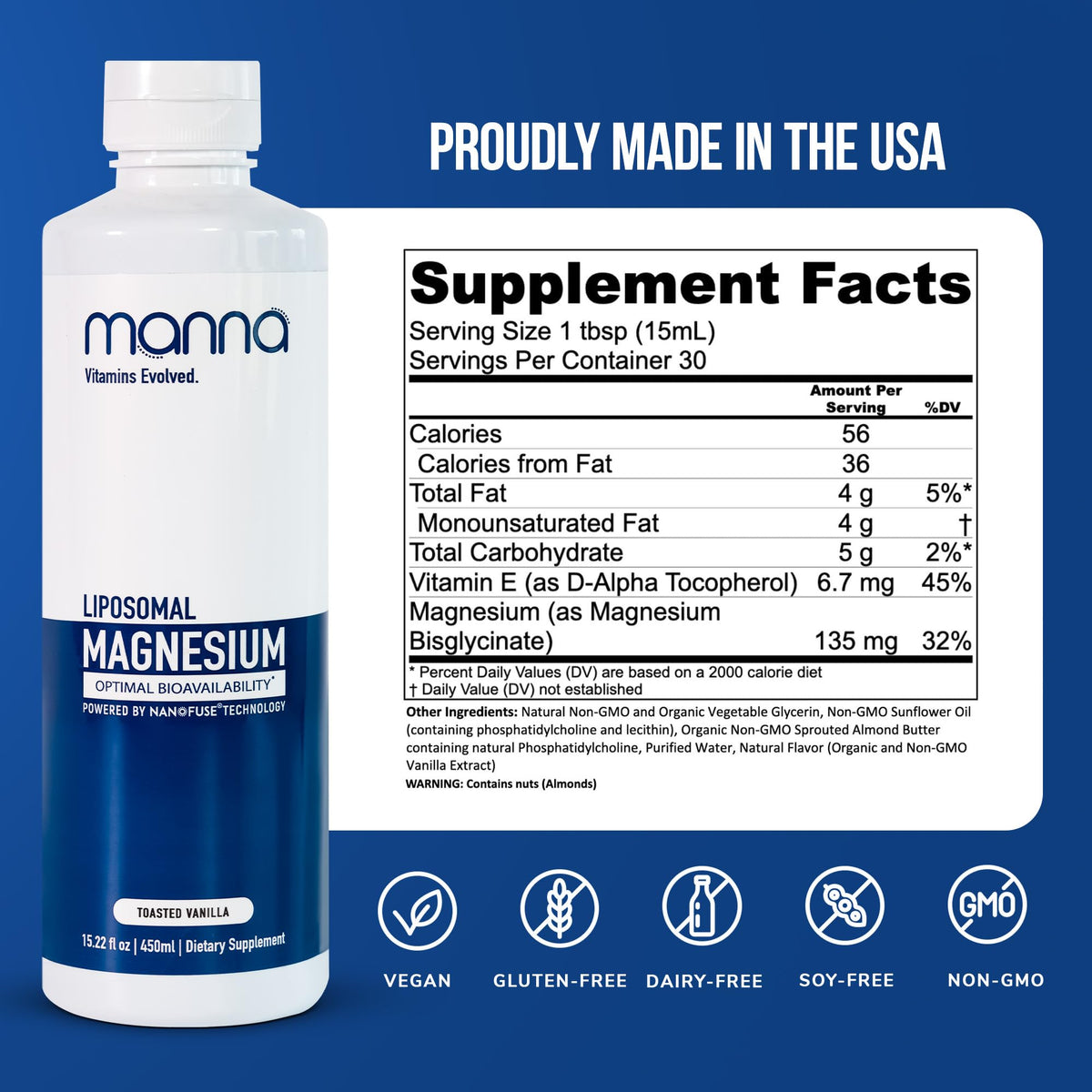 Manna Vitamins Evolved Liposomal Magnesium Glycinate Liquid - 15.22 Fl Oz - image 2
