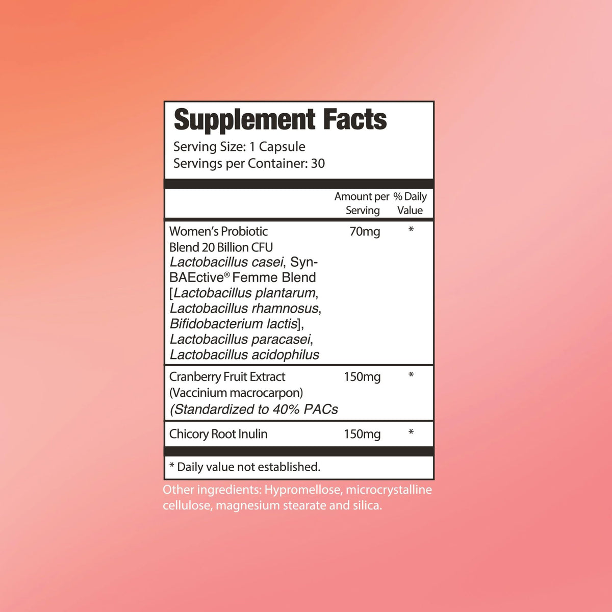 Omax3 Omax Cranberry Extract Probiotic for Women + Prebiotic Chicory