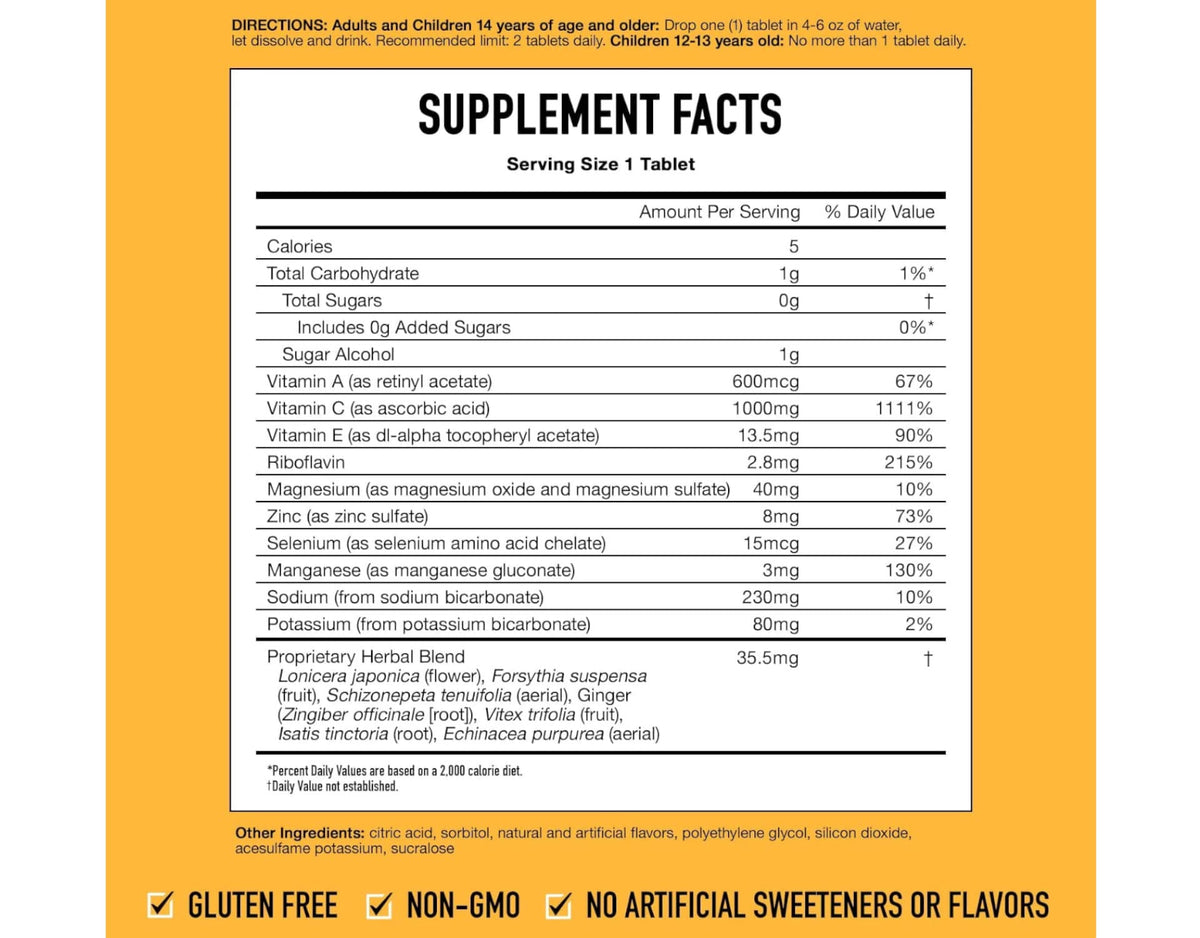 Reckitt Airborne Zesty Orange Effervescent Tablets Immune Support - 70 Count - image 2