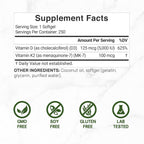 DEAL SUPPLEMENT Vitamin D3 5000 IU + K2 MK7 - 250 Softgels - image 2