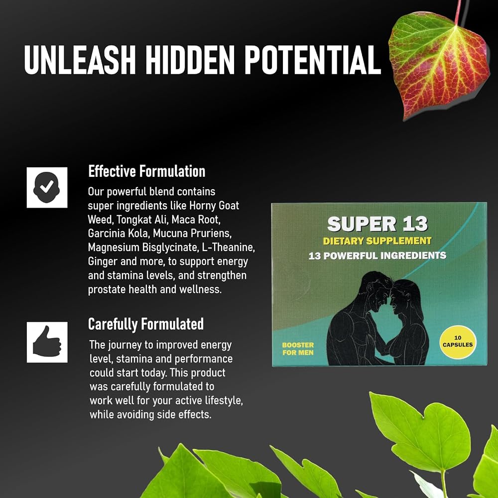 GLADTON Super 13 Herbal Supplement for Men's Energy & Stamina - 10 Capsules - image 3