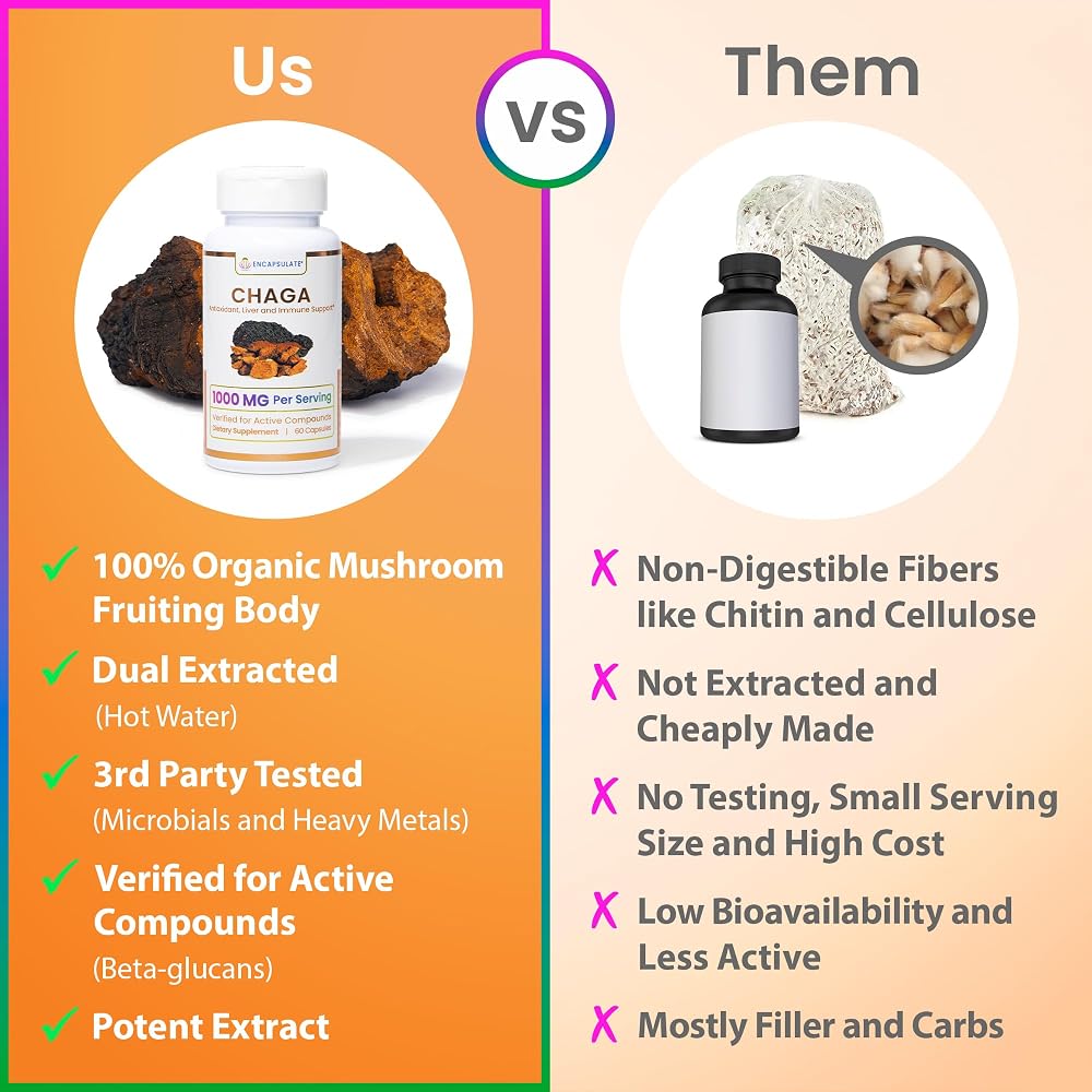 ENCAPSULATE Chaga Mushroom Extract 1000mg - 60 Capsules - image 4