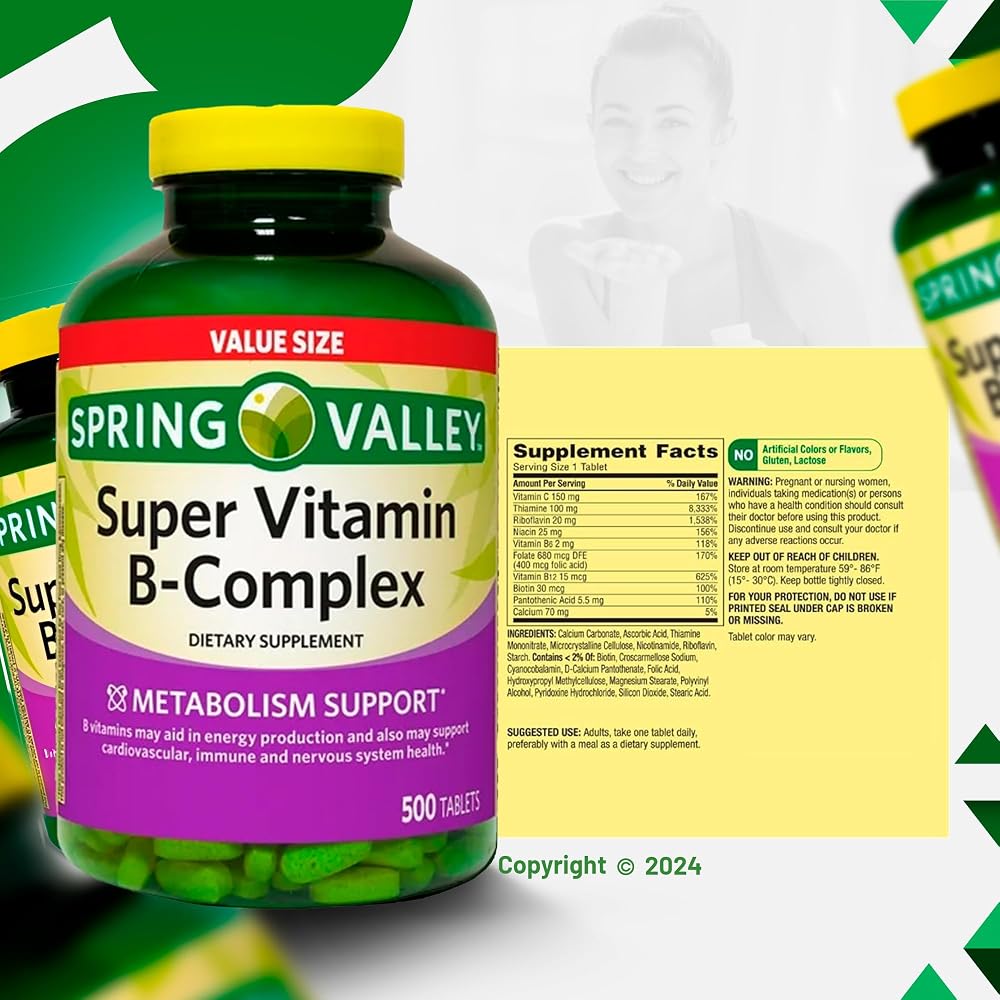 LightSpring Super B-Complex Tablets - 500 Count (2 Pack) - image 3