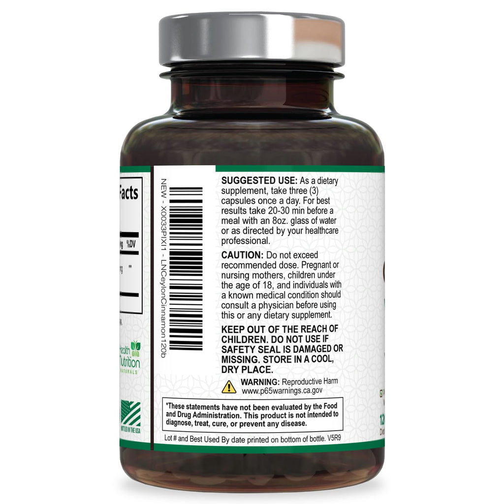 Health Nutrition Naturals Ceylon Cinnamon Capsules - 100% Extra