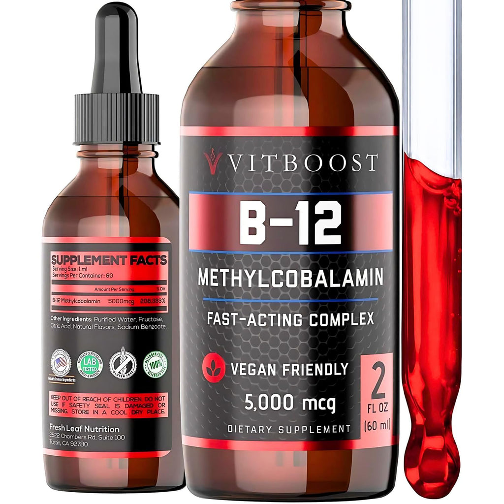 VITBOOST Vitamin B12 Liquid Drops 5000 mcg Energy Support - 60 Servings