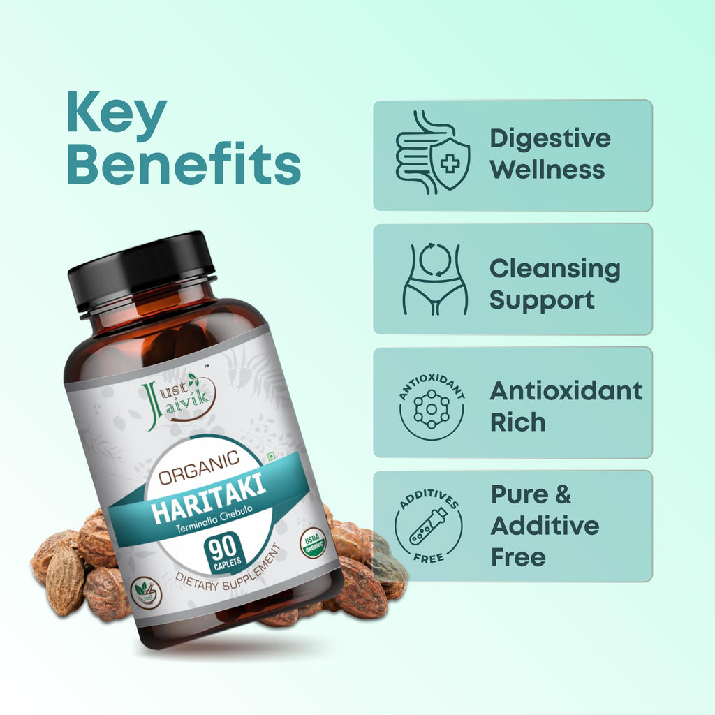 Just Jaivik Organic Haritaki 750mg - 90 Tablets - image 4