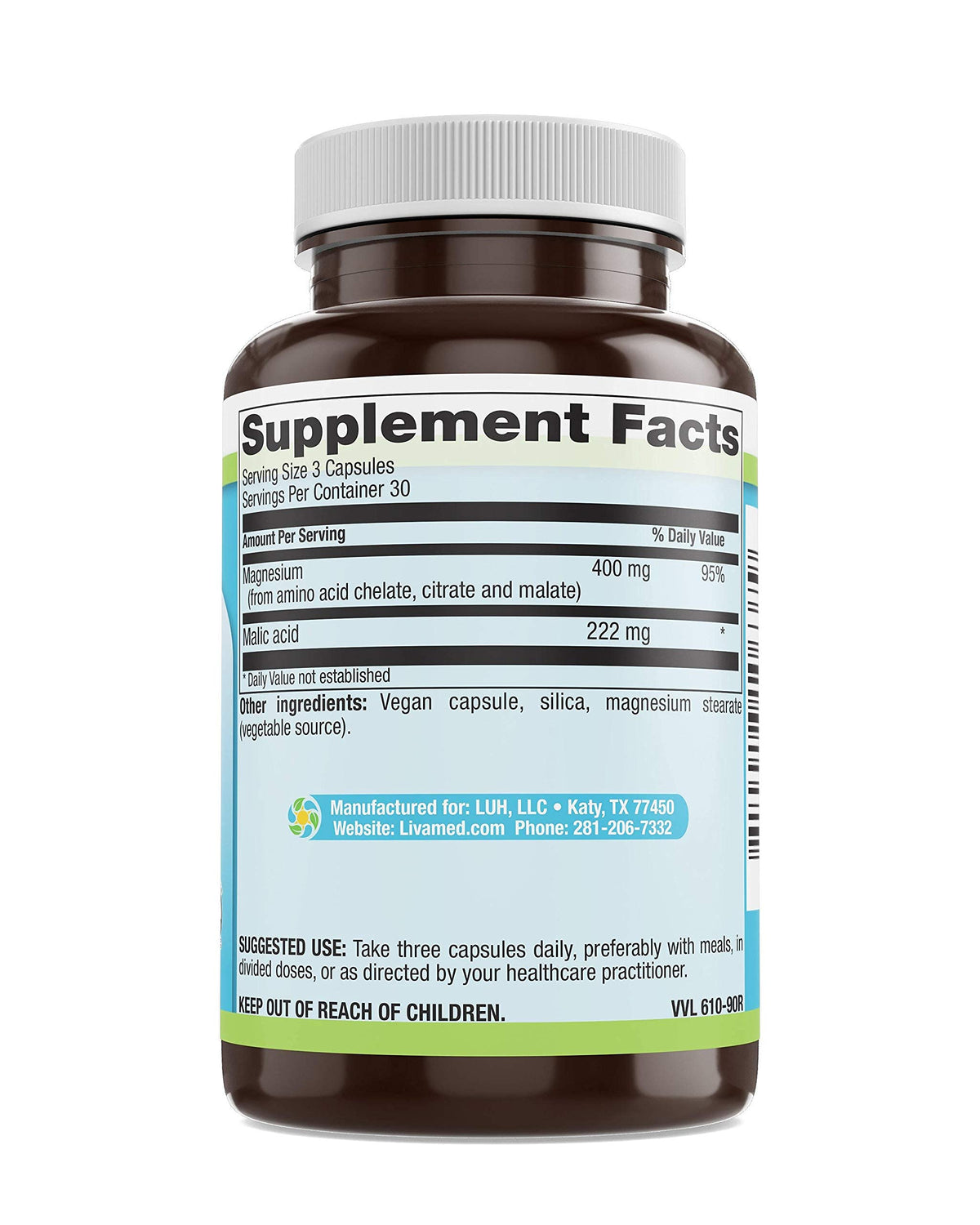 Livamed Mega Magnesium Vegetarian Capsules - 90 Count - image 5