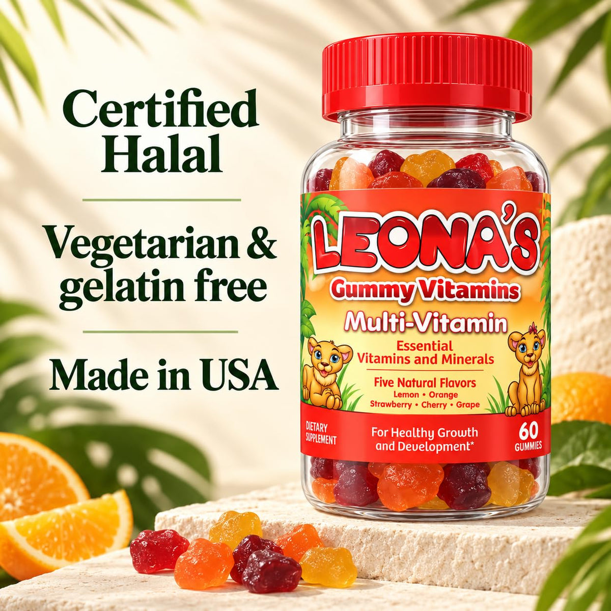 LEONA'S Certified Halal Kids Multivitamin Gummies - 60 Count - image 2