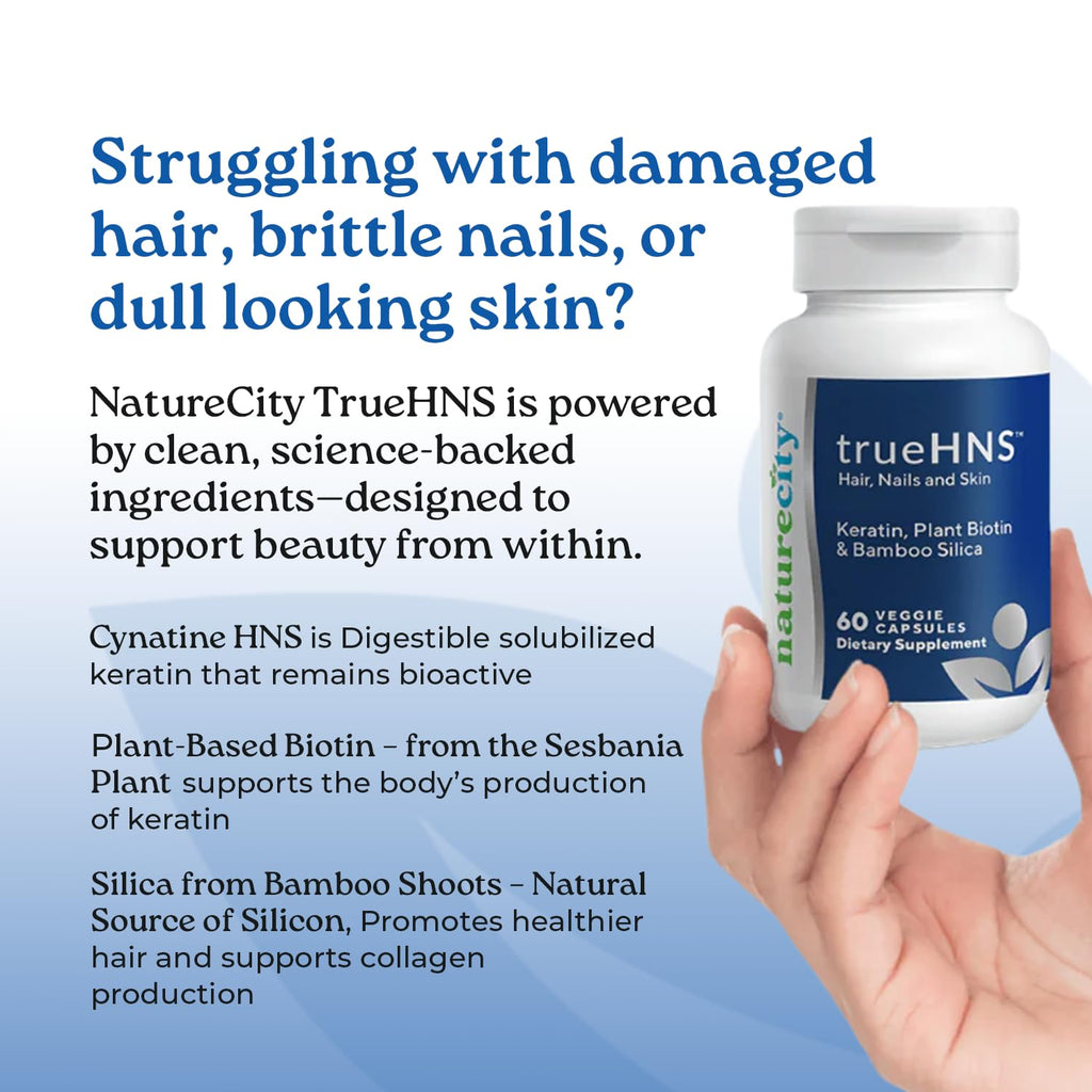 NatureCity True-HNS Hair & Nails Supplement Plant Based Biotin - 120 Capsules - image 5