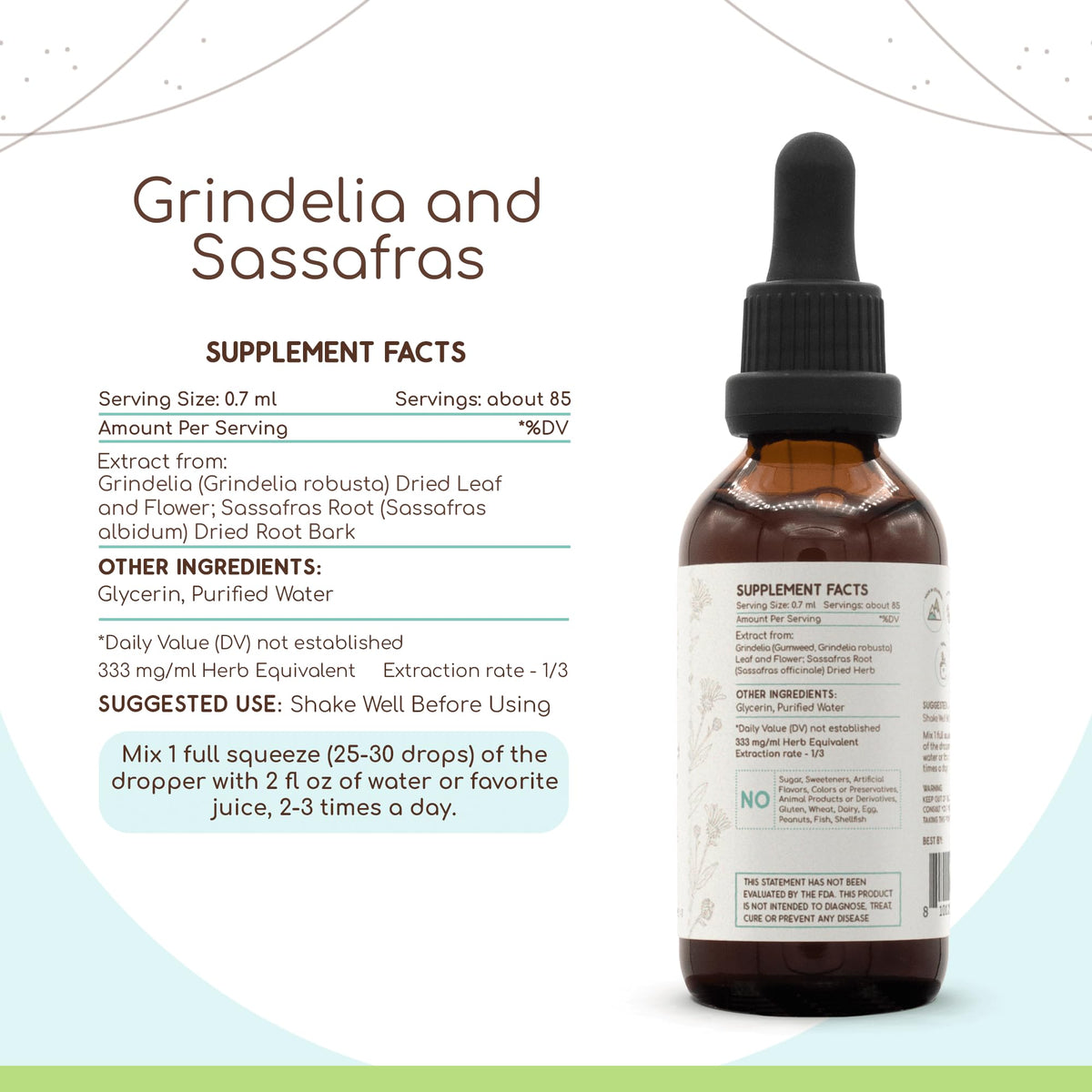 HerbEra Grindelia and Sassafras Alcohol-Free Herbal Extract Tincture