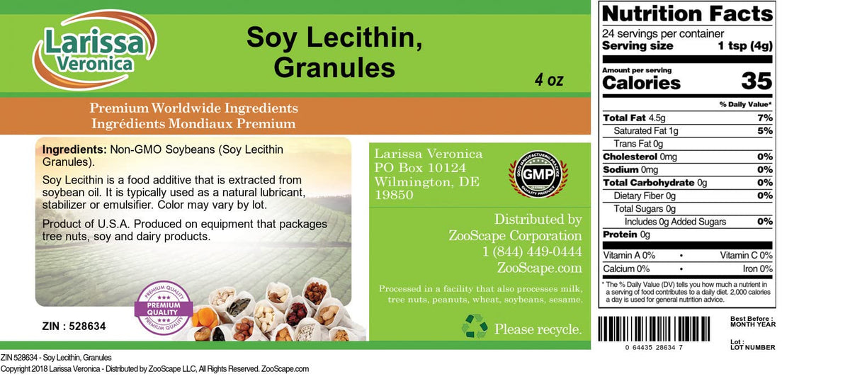 Larissa Veronica Soy Lecithin, Granules (4 oz, ZIN: 528634)
