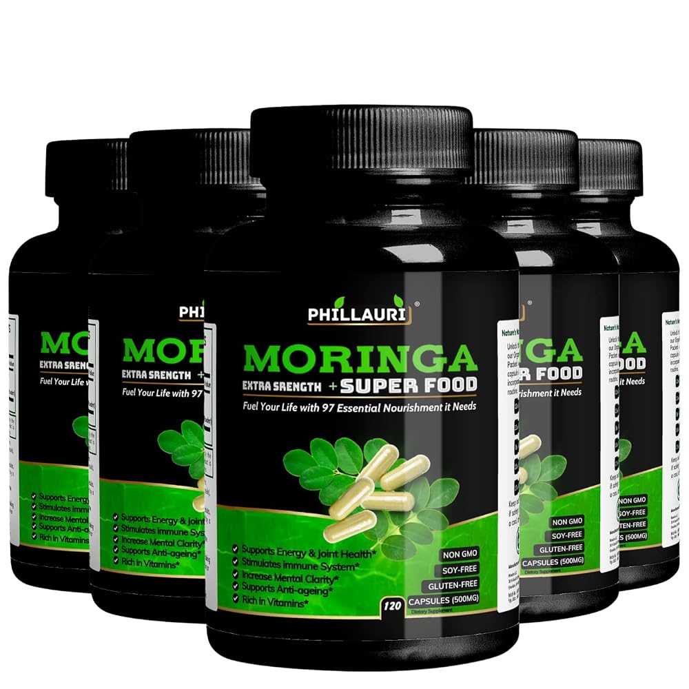 Phillauri Organic Moringa Powder Capsules - 600 Capsules