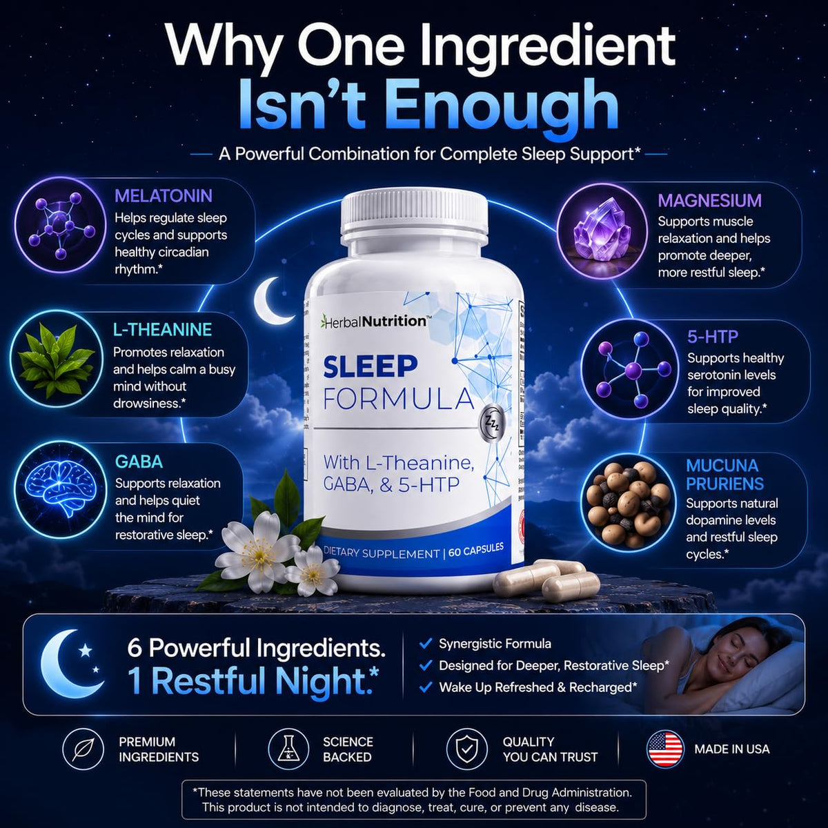 Herbal Nutrition Sleep Formula with Melatonin - 1 Bottle - image 2