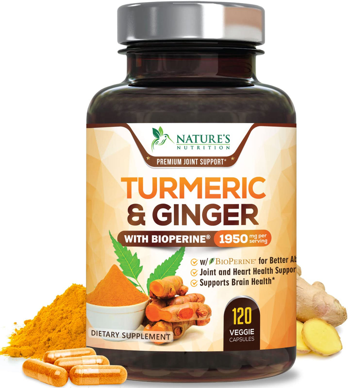 Nature's Nutrition Turmeric Curcumin Supplement - 95% Curcuminoids
