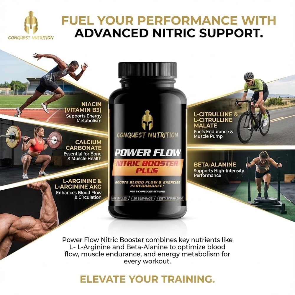Conquest Nutrition Power Flow Nitric Booster - 60 Vegetarian Capsules - image 3