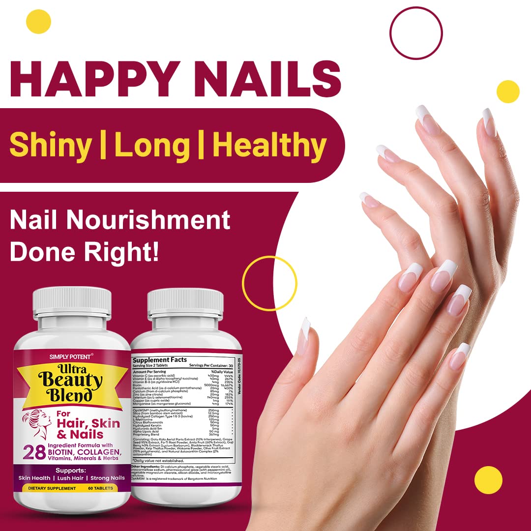 Simply Potent Hair Skin and Nails Vitamins with Biotin 5000mcg - 60 Tablets - image 6