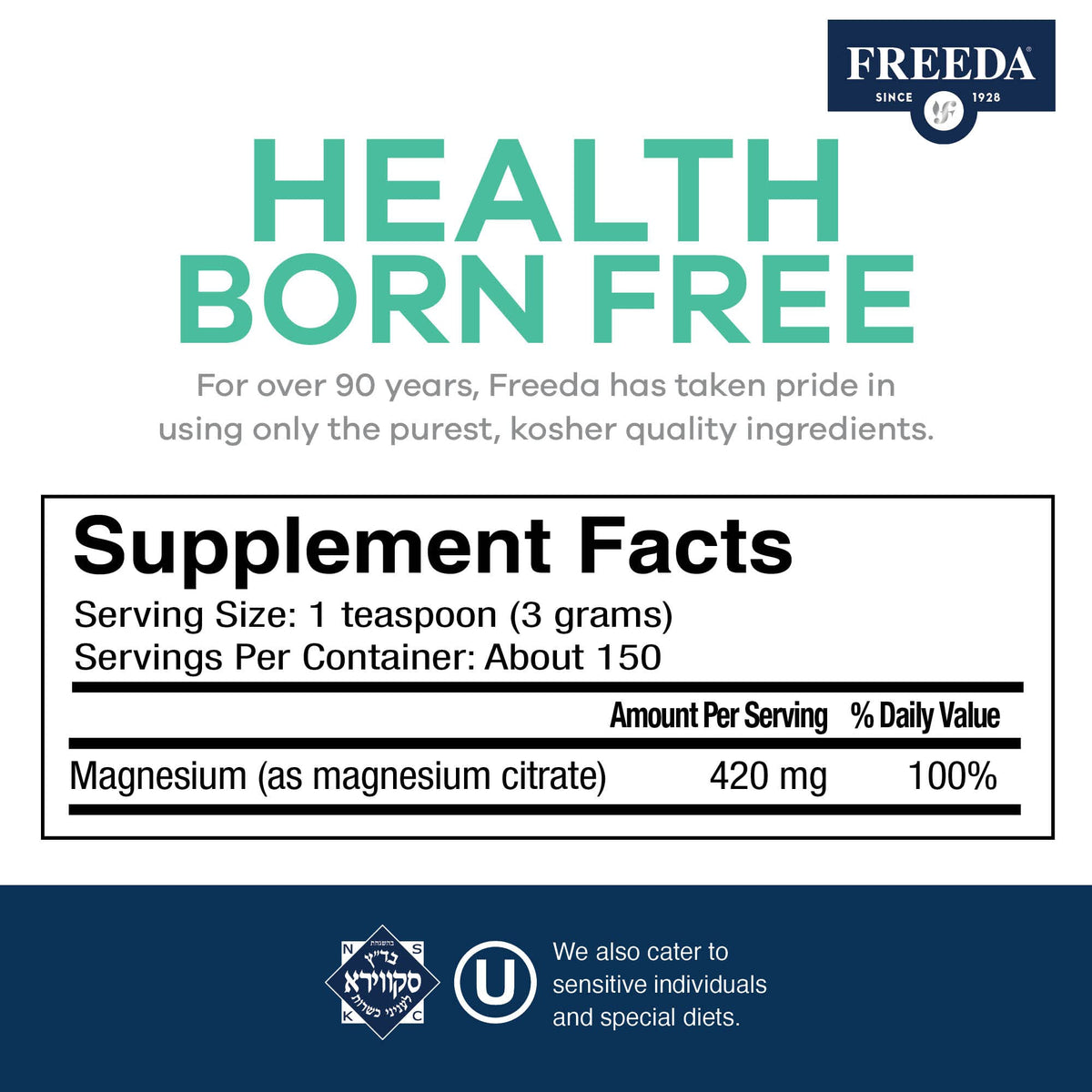 FREEDA Magnesium Citrate Powder for Bone & Muscle Support - 16 Oz - image 3