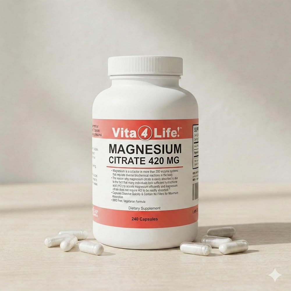 Vita4Life Magnesium Citrate 420mg High Absorption - 240 Capsules - image 2