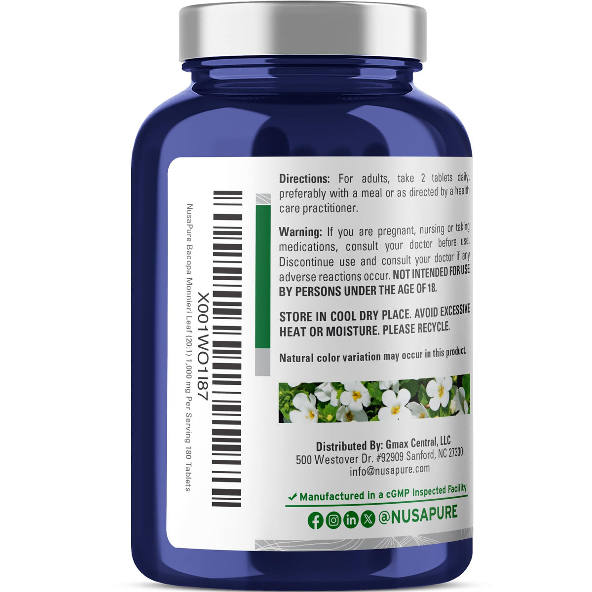 NusaPure Bacopa Monnieri Leaf 1000mg - 180 Tablets - image 3