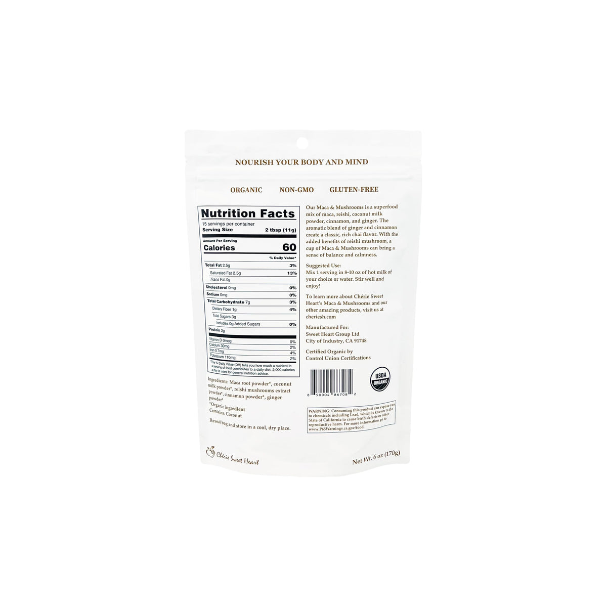 Chérie Sweet Heart Maca Mushrooms Blend Powder - 6oz - image 2