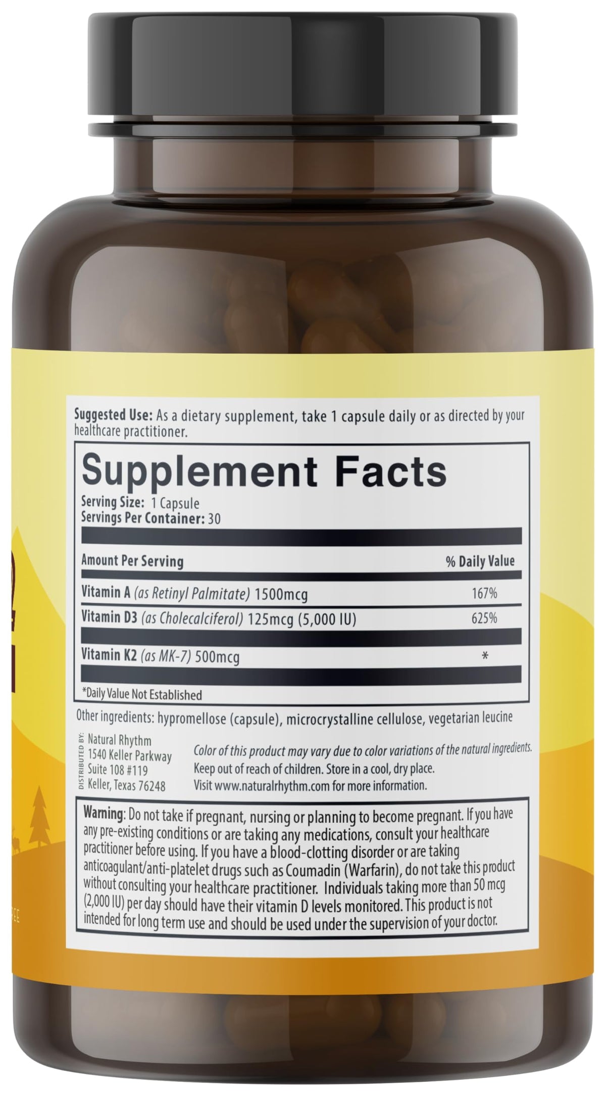 Natural Rhythm Vitamin D3 5000 IU with K2 MK-7 - 30 Capsules - image 7