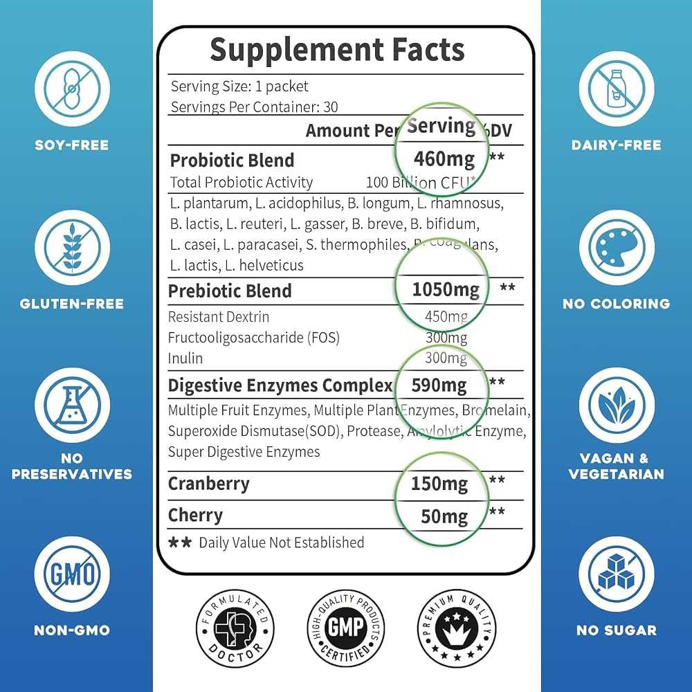 ZEBORA Probiotic Powder for Women & Men, 100 Billion CFU - 30 Packets - image 6