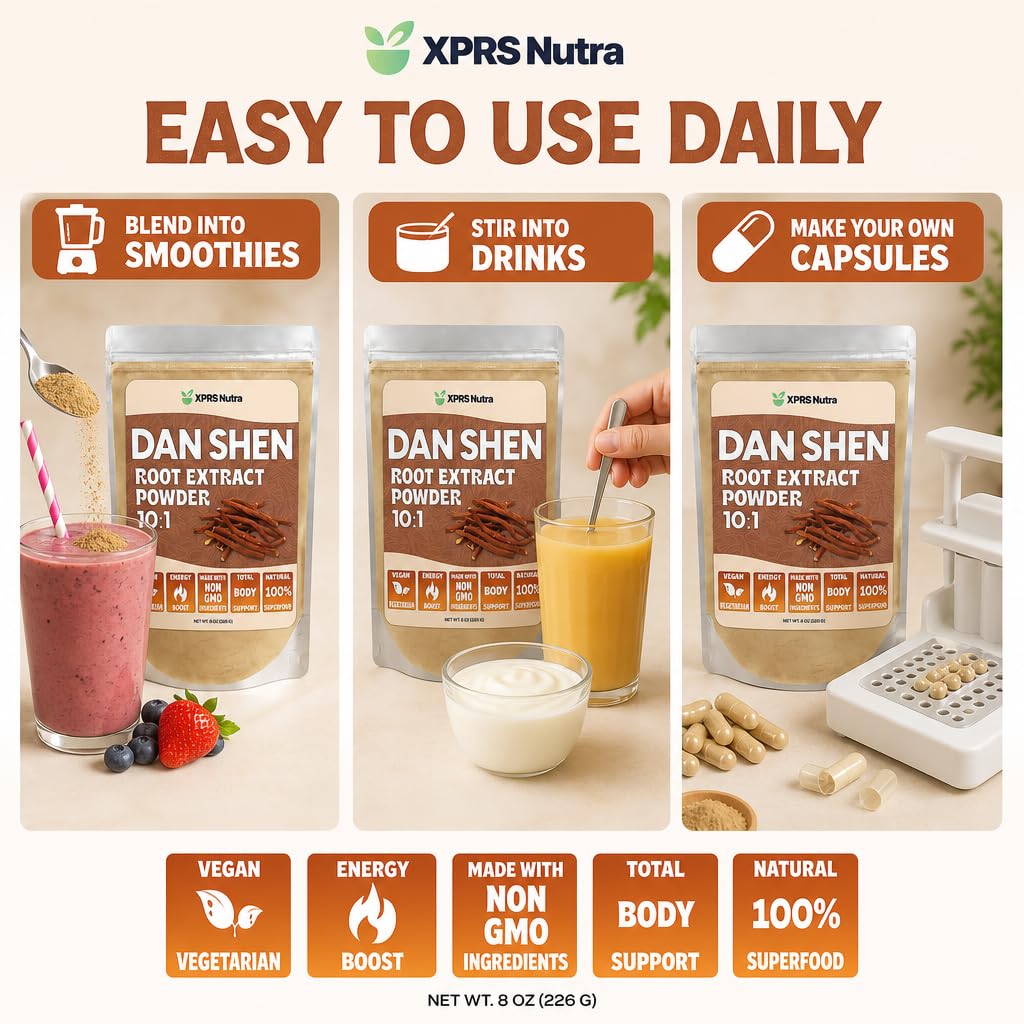 XPRS Nutra Dan Shen Root Extract Powder 10:1- Premium Dan Shen (Red