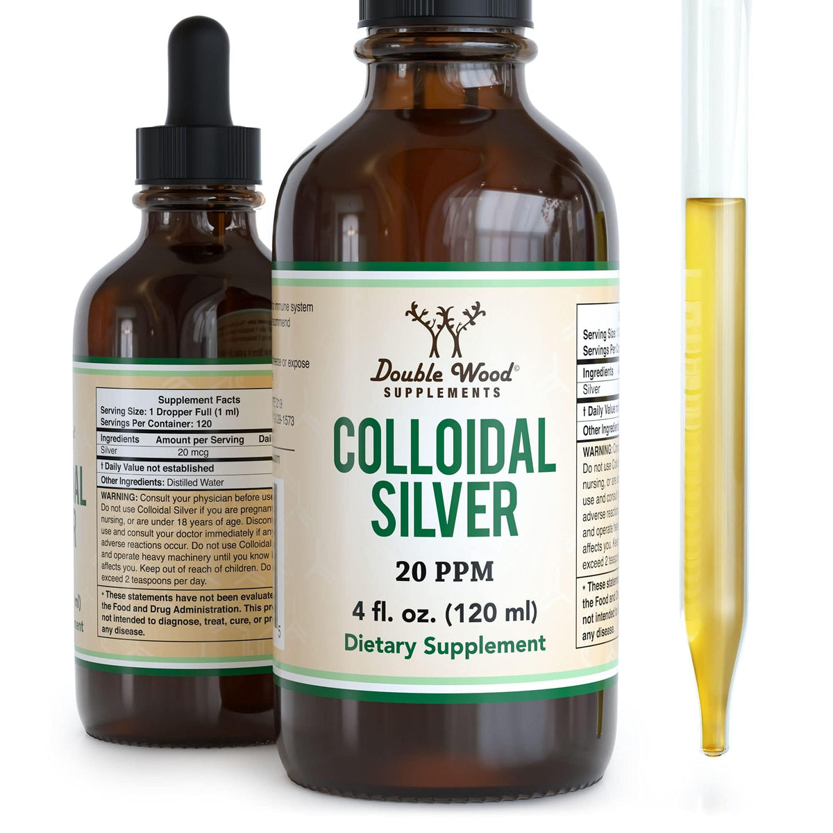 Double Wood Supplements Colloidal Silver Liquid 20 PPM - 4 Fl Oz