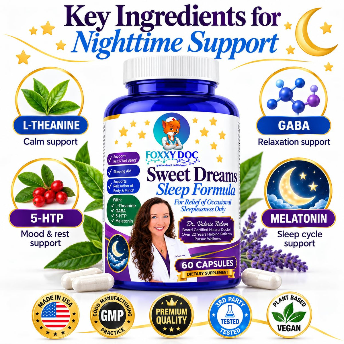 Dr. Valerie Nelson Melatonin Sleep Supplement - 60 Capsules - image 4