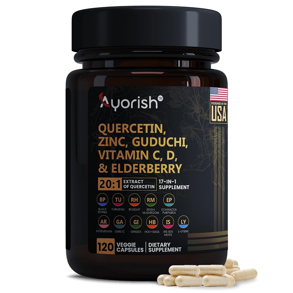 Ayorish Quercetin Plus 17 Supplement - 120 Vegetarian Capsules