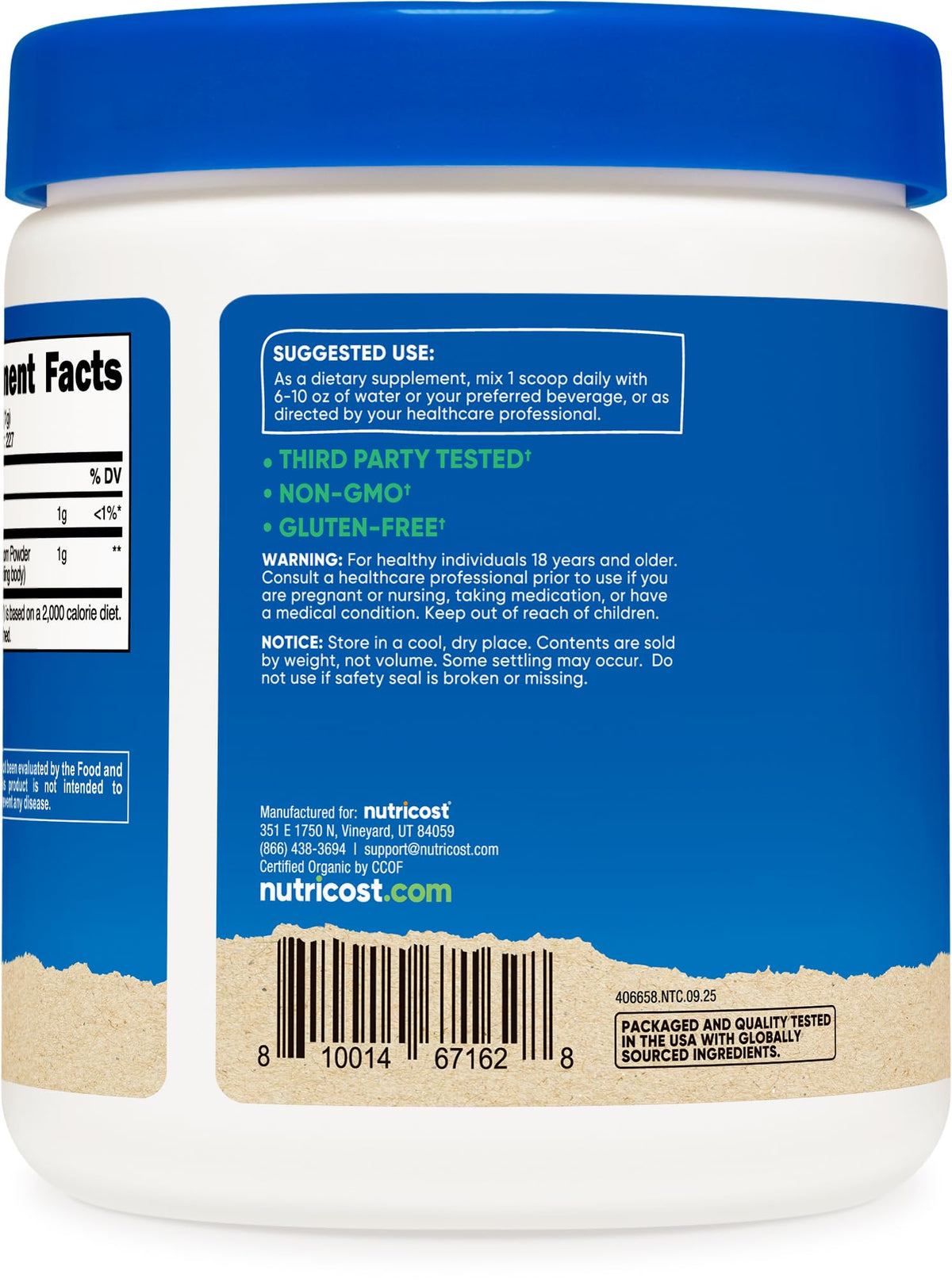 Nutricost UnflavoredPowderShiitake mushroomOrganic