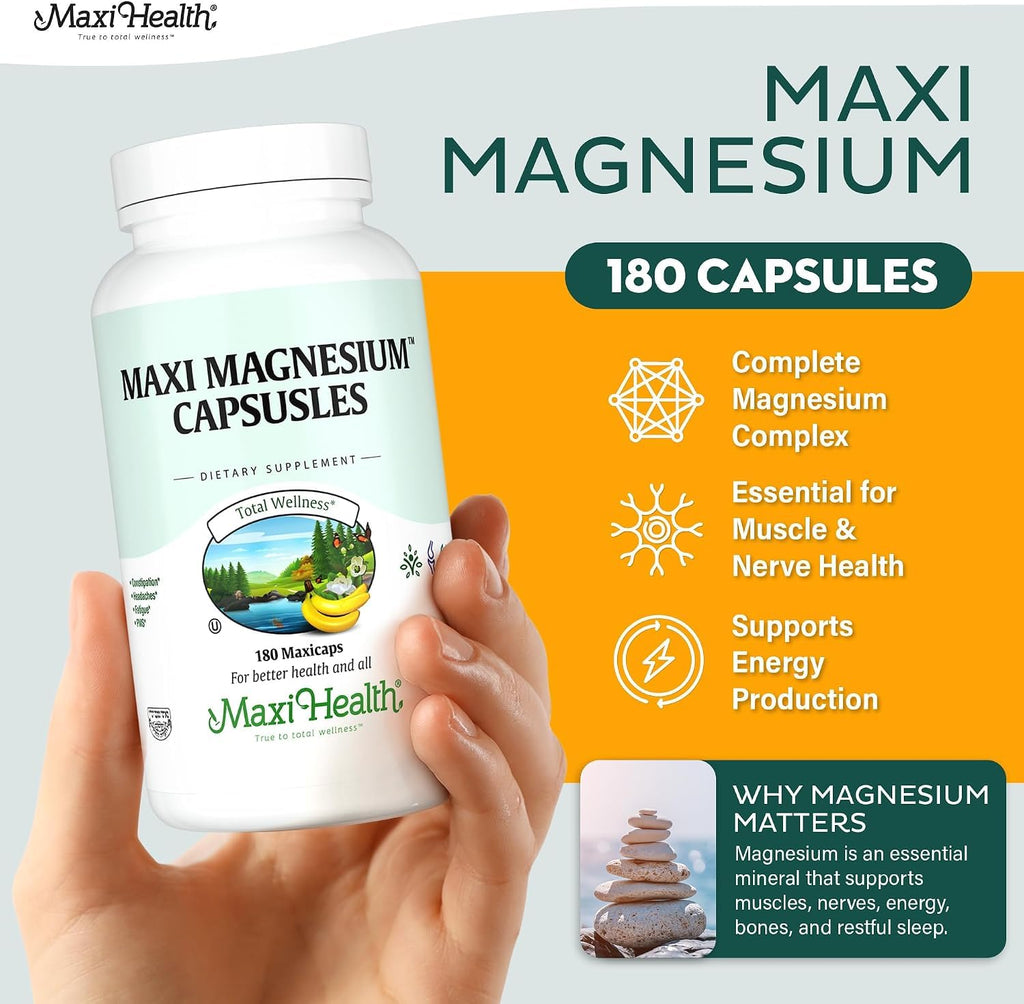 Maxi Health Magnesium Complex Oxide Glycinate Citrate - 180 Capsules - image 3