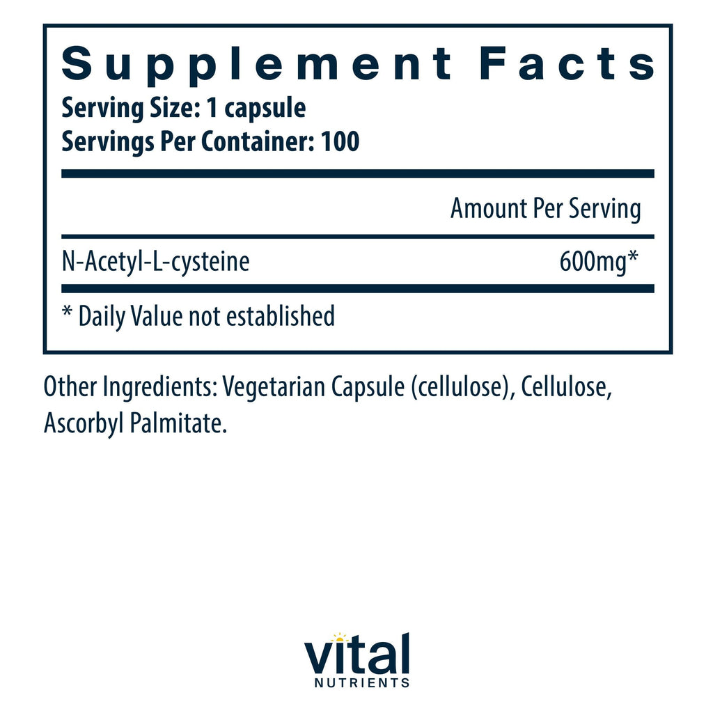 Vital Nutrients NAC 600mg - 100 Capsules - image 2