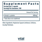 Vital Nutrients NAC 600mg - 100 Capsules - image 2