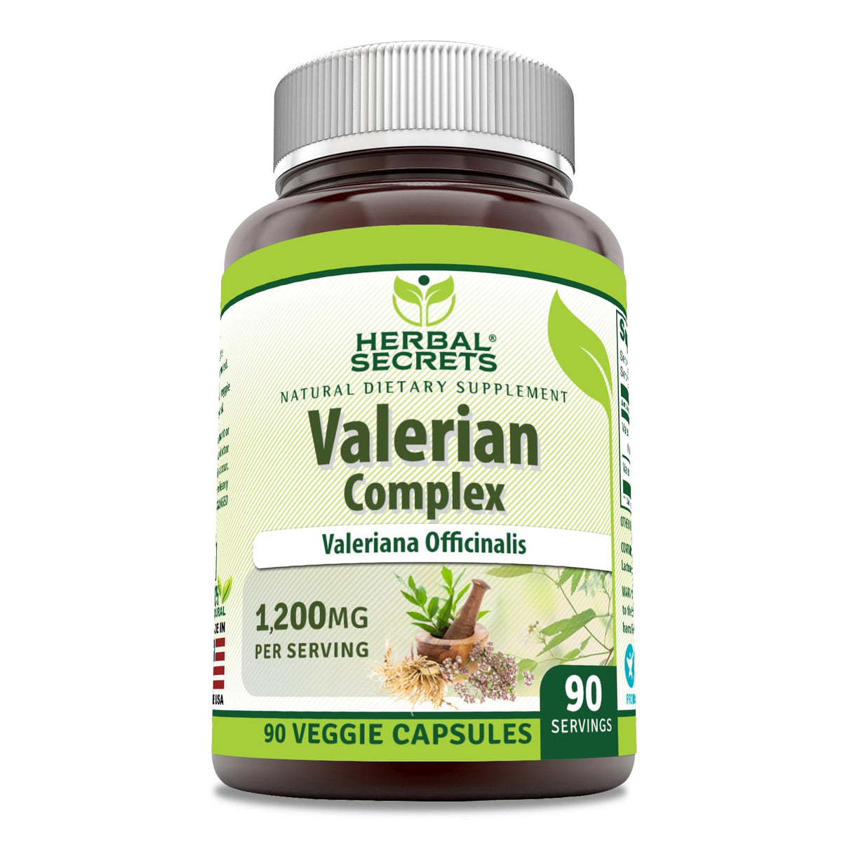 Herbal Secrets Valerian Complex Supplement 1200 mg - 90 Capsules