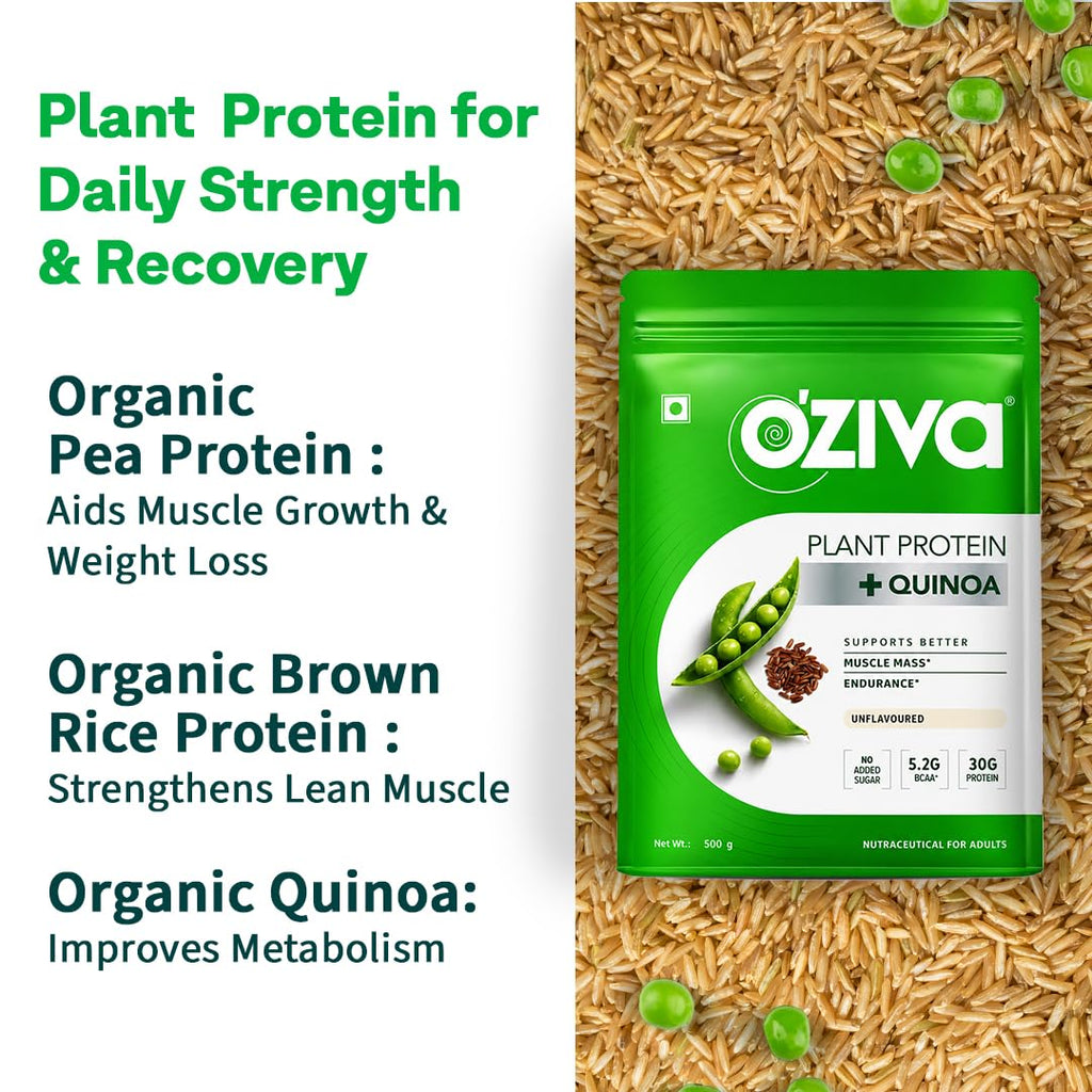OZiva Organic Plant Protein Powder Unflavored - 500g - image 4