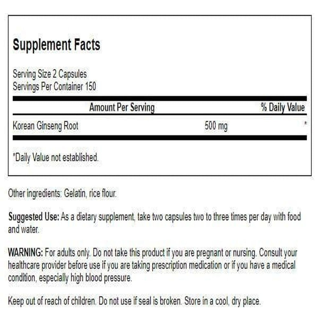 Swanson Full Spectrum Korean Ginseng 250 mg - 300 Capsules - image 2