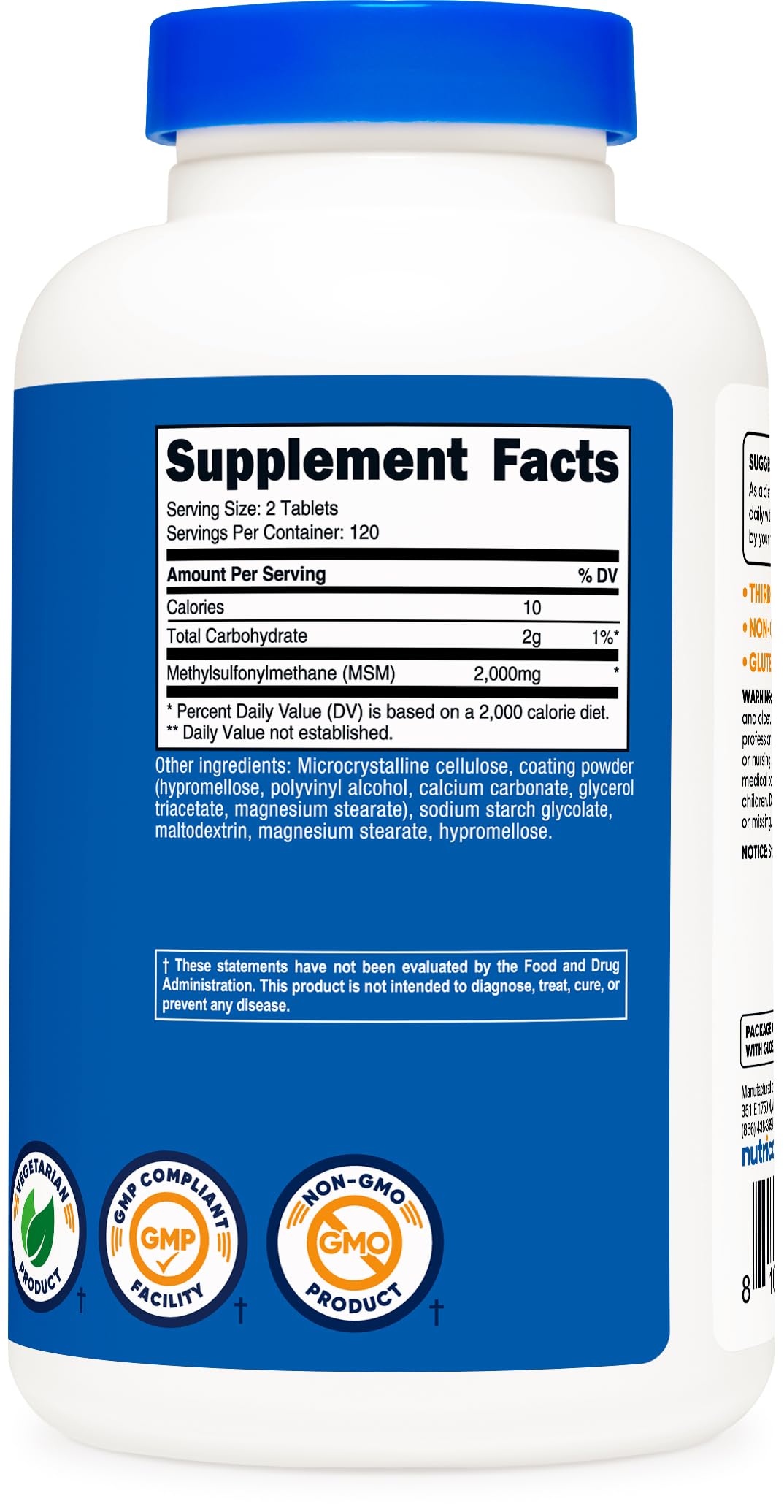 Nutricost MSM Tablets Methylsulfonylmethane 2000mg - 240 Tablets - image 5