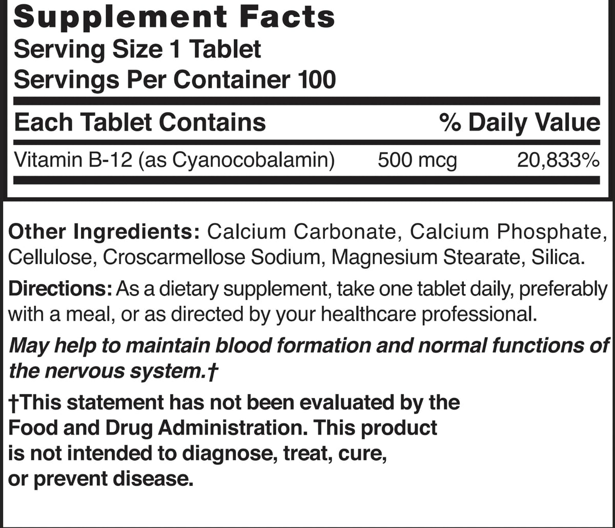 Xllent Vitamin B-12 500 mcg - 100 Tablets - image 3