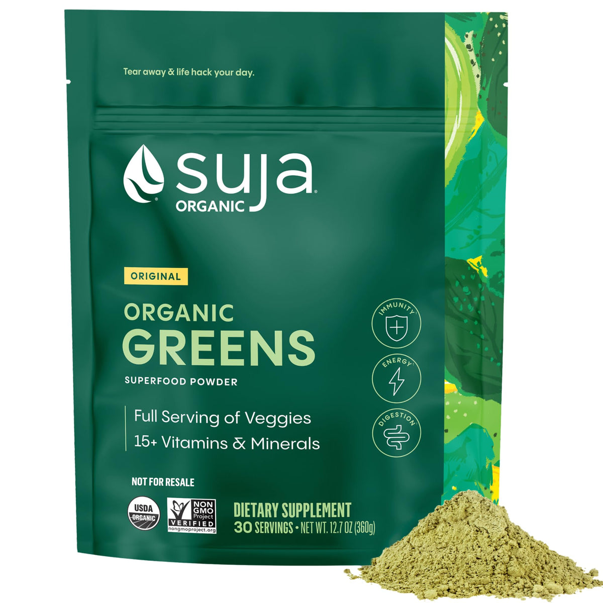 Suja Organic Greens Powder with Probiotics for Immune Support - 30 Servings
