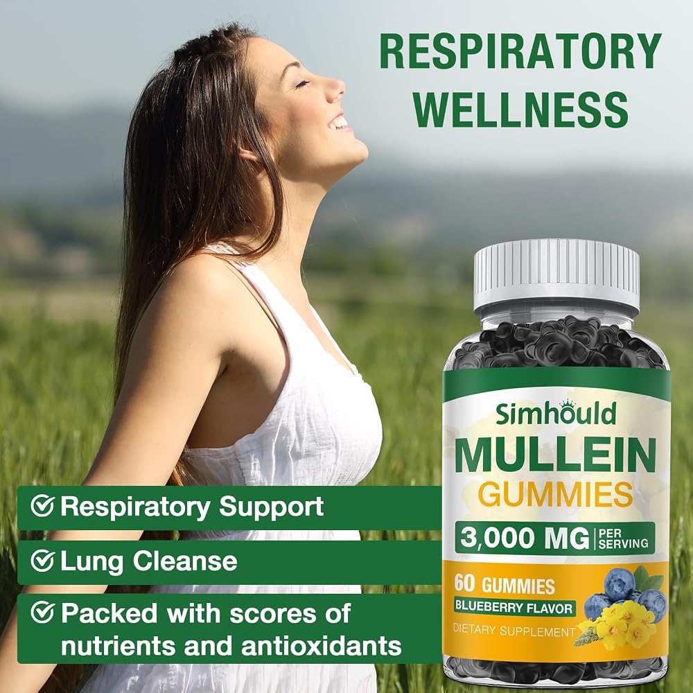 Simhould Mullein Gummies 3000mg for Respiratory Support - 120 Count - image 4