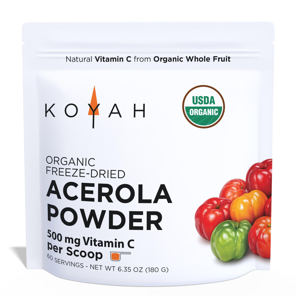 KOYAH Organic Acerola Powder Freeze-Dried Vitamin C - 60 Servings