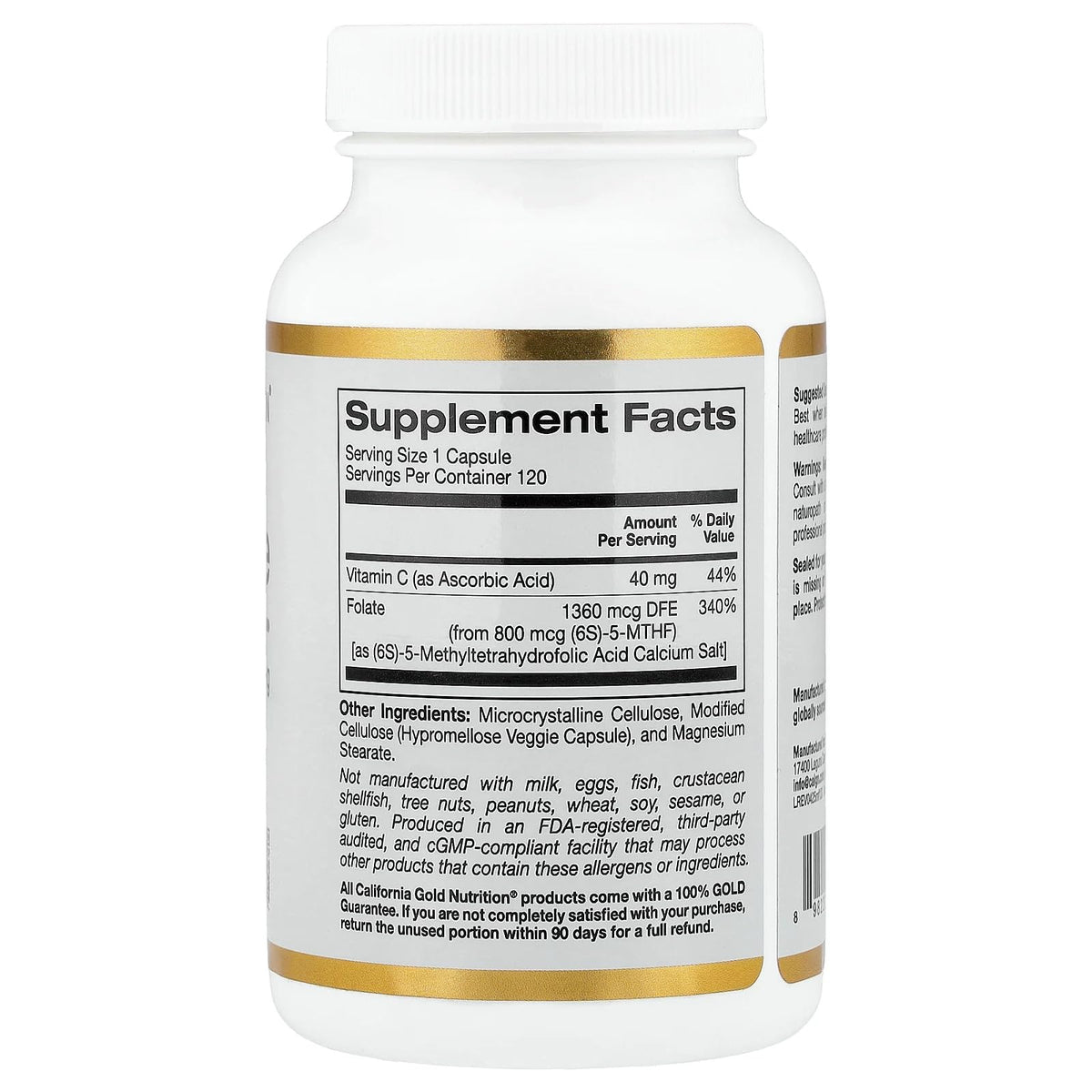 Lake Avenue Methyl Folate and Vitamin C - 120 Vegetarian Capsules - image 2